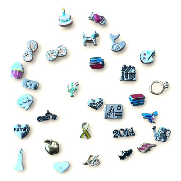 Origami Owl Lot of Charms with small gemstones for charm locket necklaces - Picture 1 of 3